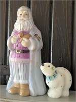 Fenton Blue Burmese Santa, Polar Bear