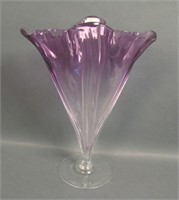Steuben Amethyst /Clear Grotesque Fan Vase