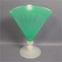 Steuben Jade/Alabaster Interior Optic Fan Vase