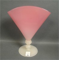Steuben Rosalene/Alabaster Mid Size Fan Vase