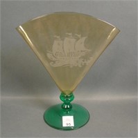 Steuben Topaz/Pomona Interior Optic Fan Vase