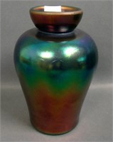 Imp. Nuart Purple Pinched Flared Art Glass Vase