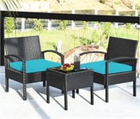 3-Piece Plastic Wicker Patio Conversation Set