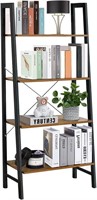 **4-Tier Ladder Bookshelf, Rustic Brown/Brown