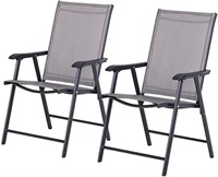 Outsunny Set of 2 Foldable Texteline Garden Chair