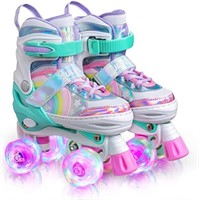 SULIFEEL Rainbow Unicorn Light-Up Roller Skates