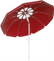 SONGMICS 6.5 ft Beach Outdoor Umbrella, RED