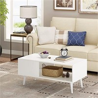 JEROAL Open Cover Accent Coffee Table, White