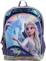 Frozen 2 Elsa Girls Purple Glitter Backpack