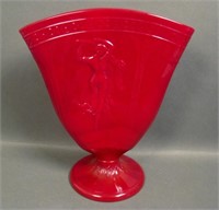 Fenton Mandarin Red # 901 Dancing Ladies Fan Vase