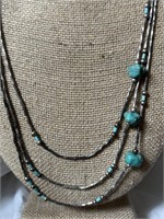 Three-Strand Sterling Silver & Turquoise Nugget