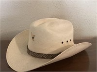 Resistol White Straw Cowboy Hat, Size 7 1/8