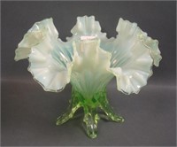 Victorian Vaseline Opal Thorn Ftd Ruffled Bowl