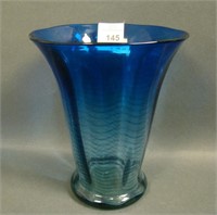 Libbey Bluerina Herringbone Art Glass Vase