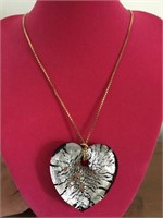 Sterling Silver Chain w Large Heart Pendant
