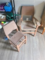 Wood & Leather Matching Adult & Child Chairs