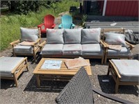 New 6pc teakwood style patio set, sofa two chairs