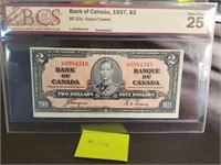 1937 - Bank of Canada $2 Dollar - Very Fine 25,