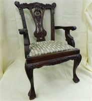 Wooden doll chair with padded seat, 20" tall