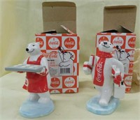 Two new 1997 Coca-Cola polar bear figurines in box