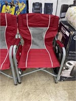 Red camping chair with side table