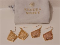 (2) Pair Kendra Scott Gold-Tone Dangle Earrings