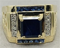14KT YELLOW GOLD 2.50CTS SAPPHIRE & .10CTS DIA.