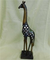 Resin giraffe figure, with mirror accents, 18"