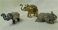 3 small good luck elephant figurines, 2" tall