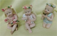 Set of 3 bisque angelic figurines, 5.5" tall