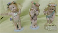 Set of 3 standing bisque angelic figurines, 7"