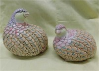 Vintage quail ceramic figurines, hand painted,