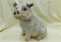 Cute resin yard art pig statue, 10" tall