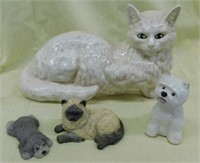 Cat and dog figurines: life size ceramic cat -