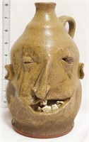 Tan face jug w/ 5 teeth & crooked nose