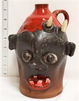 Red/black face jug w/ offset devil horns