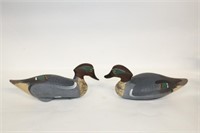A pair of Green-winged teal Decoys 13" long