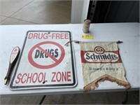 Beer Collectibles & Drug Free Sign