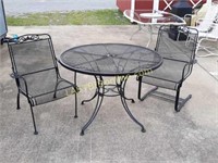 Black Metal Round Patio Table & 2 Chairs