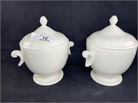 Pair of Lidded Ceramic Soup Tureens - 9 ' Tall