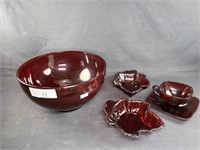 5 Pc Red Glassware