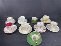Lot of 9 Teacups w/ Saucers - Various Makes