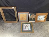 Lot of 7 Frames, Some with Artwork