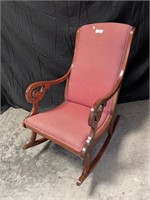 Vtg Upholstered Rocking Chair