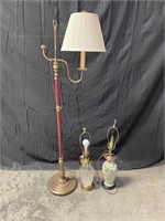 Lot of 1 Floor Lamp & 2 Table Lamps