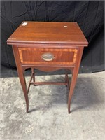 Side Table w/ Inlaid Wood Drawer