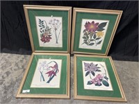 Lot of 4 Framed Floral Prints