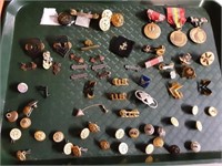 VINTAGE MEADALS PINS AND OTHER TRAY LOT