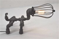 Iron Pipe Dog Table Lamp w/ Edison Light Bulb