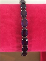 Sterling Silver and Purple Gemstone Bracelet